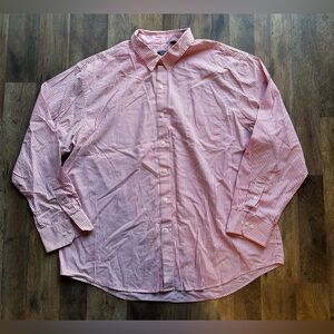 Izod Premium Essentials Long Sleeve Button Down Pink Striped Oxford Shirt